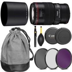 Canon EF 100mm f/2.8L Macro IS USM Lens + Accessories
