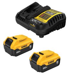 DEWALT 20V MAX Lithium-Ion Battery 2-Pack and Charger, 5.0 Ah, Battery Starter Kit (DCB205-2c)