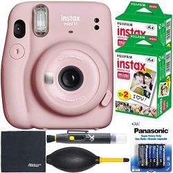 FUJIFILM Mini 11 instant Film Camera (Blush Pink, 16654774) + Film Value Pack (40 Sheets) + AOM Starter Bundle