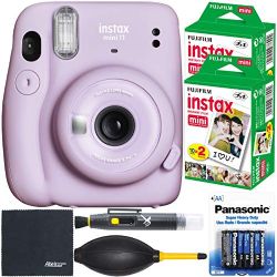 FUJIFILM Mini 11 instant Film Camera (Lilac Purple, 16654803) + Film Value Pack (40 Sheets) + AOM Starter Bundle
