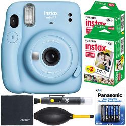 FUJIFILM Mini 11 instant Film Camera (Sky Blue, 16654762) + Film Value Pack (40 Sheets) + AOM Starter Bundle