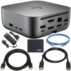 HP Thunderbolt 4 Ultra 280W G6 Dock (AW5M5UT#ABA) + ZoomSpeed 6-ft DisplayPort Cable + ZoomSpeed 6-ft HDMI Cable + ZoomSpeed 6-ft Ethernet Cable + AOM Microfiber Cleaning Cloth