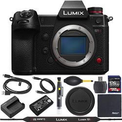 Panasonic Lumix DC-S1H Mirrorless Digital Camera (Body Only, DC-S1HBODY) + ZoomSpeed 128GB High Speed SDXC Memory Card + AOM Pro Bundle - international Version