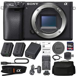 Sony Alpha a6400 Mirrorless: Digital Camera (Body Only ILCE-6400/B) + Sony NP-FW50 Battery, Spare FW50 Battery, 128GB SDXC 1200x Card, Card Reader, Case, AC Adapter Bundle Kit - international Version