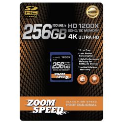 ZoomSpeed  256GB Ultra High Speed Premium SDHC/XC Memory Card 120MB/S- Class 10